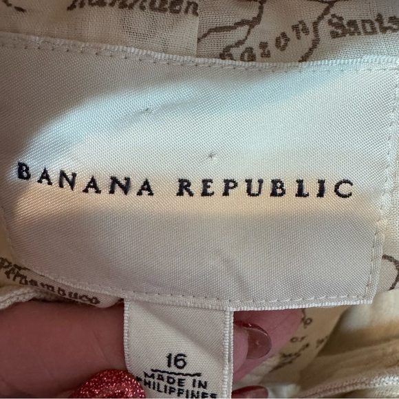 Banana Republic Beige Linen Blend Military Lined Plus Size Jacket - Picture 2 of 6